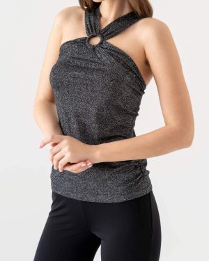 VISCOSE LUREX EA HALTER NECK TOP